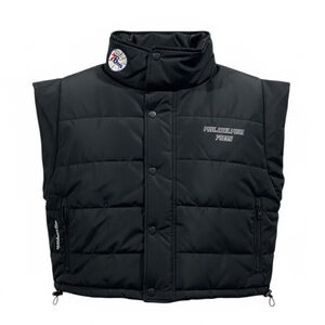 Mitchell and Ness 76ers Black Hardwood Classics Puffer Vest XL